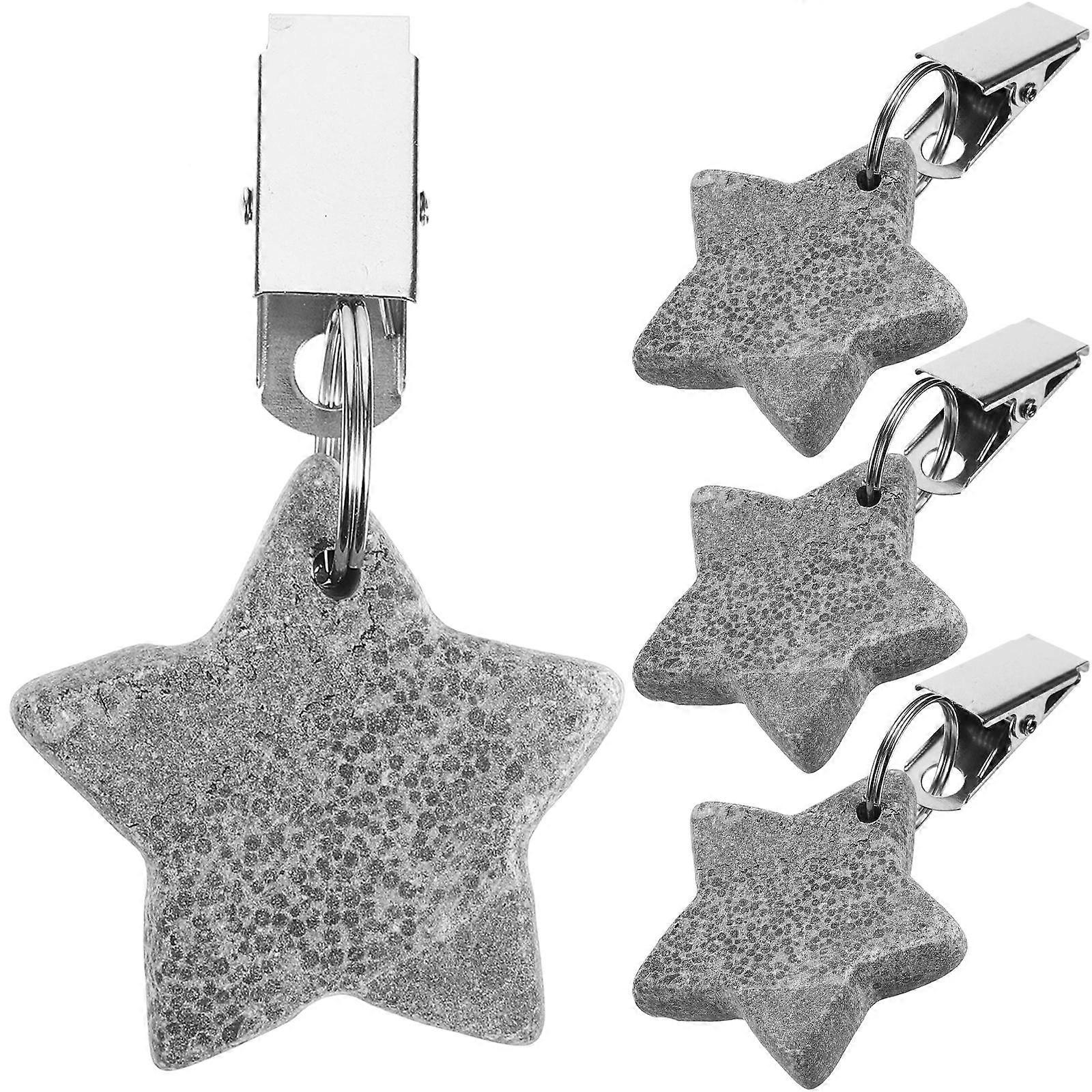 Compact Table Cloth Weight Star Shaped Grey 4Pcs Windproof Hanging Design For Indoor Dining