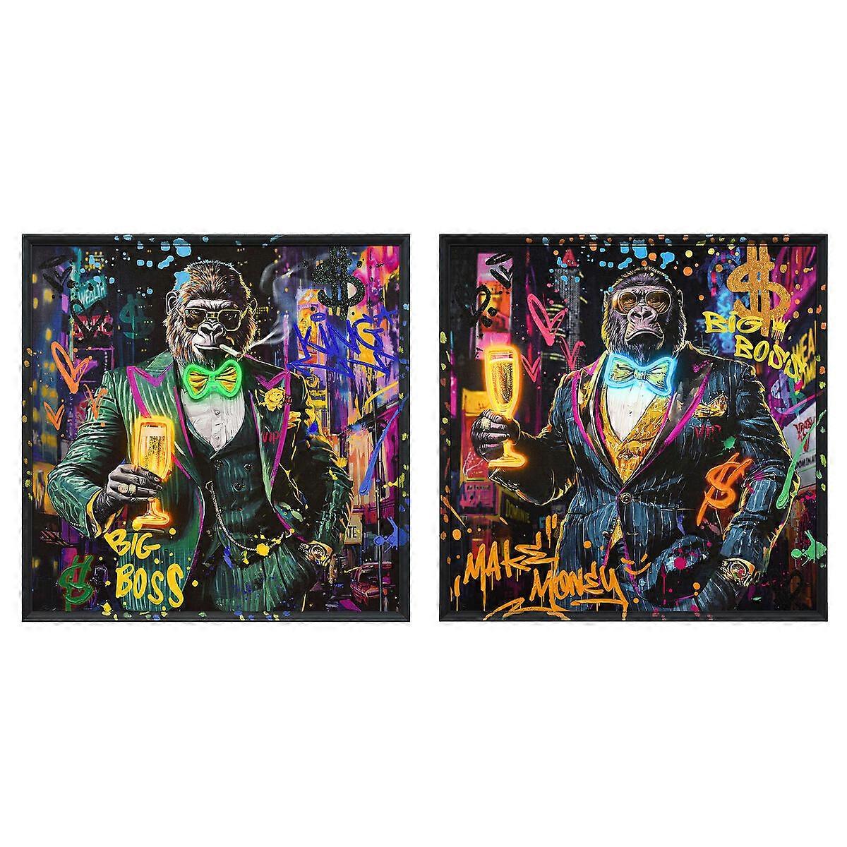 Picture with LED Home ESPRIT polystyrene canvas 83 x 3.7 x 83 cm