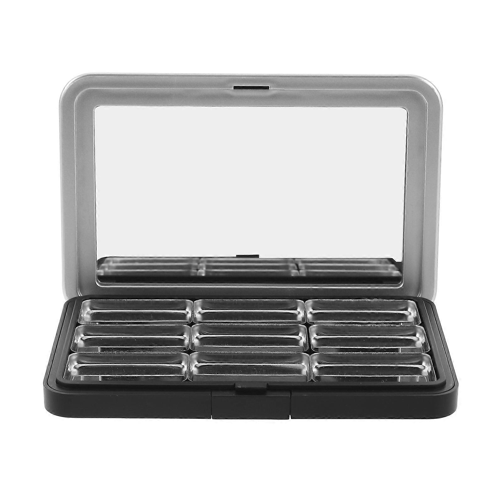 Empty Eyeshadow Case DIY Refillable Magnetic Storage for Everyday Use 9 Grids Black Plastic 1 Set