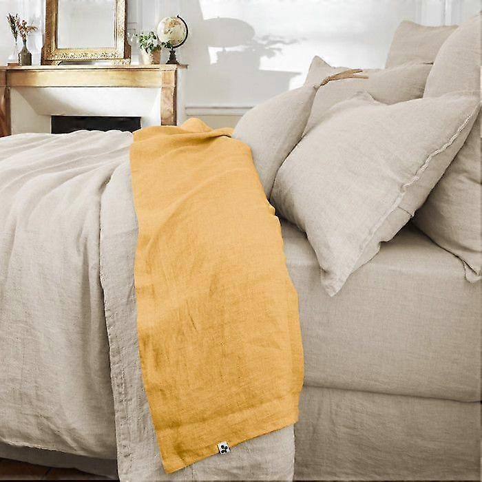 Leffet papillon Soline flat sheet all sizes Washed linen - Soline Honey - 270 x 300 cm for King size
