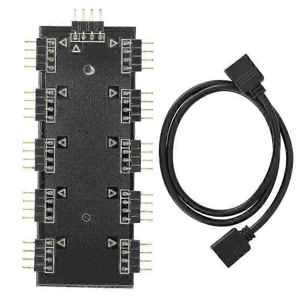 RGB Hub Controller 1?10 RGB Hub Controller PC Chassis Fan Hub CPU Cooling HUB1?10 12V ARUA Hub Controller
