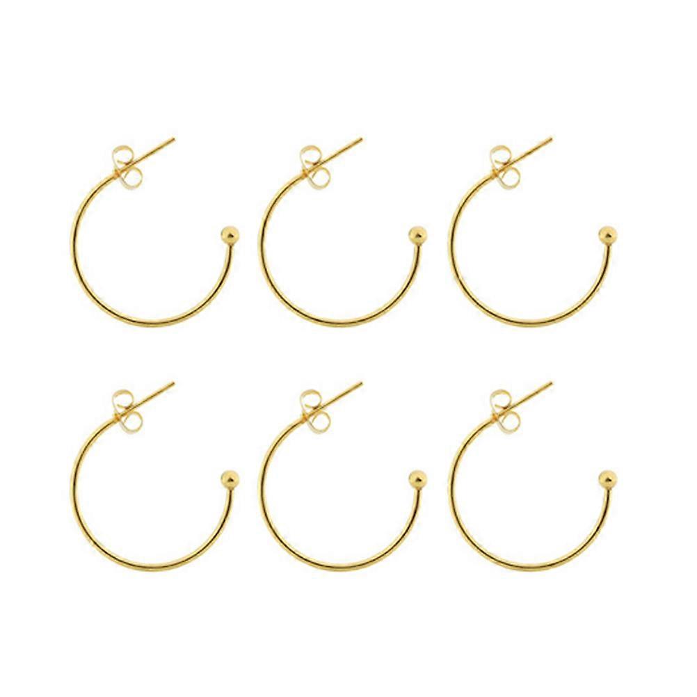 Pierced Ears Jewelry Making Diy Handmade Ear Hooks Versatile 15Mm Outer Diameter Golden 6Pcs