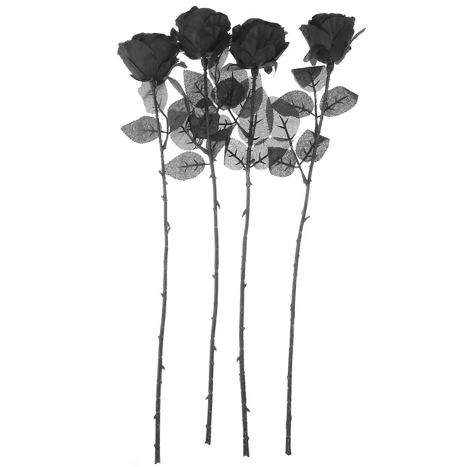 Imitation Flowers Black 51CM For Shop Decorative Floral Arrangements Rustic Farmhouse Style 4Pcs