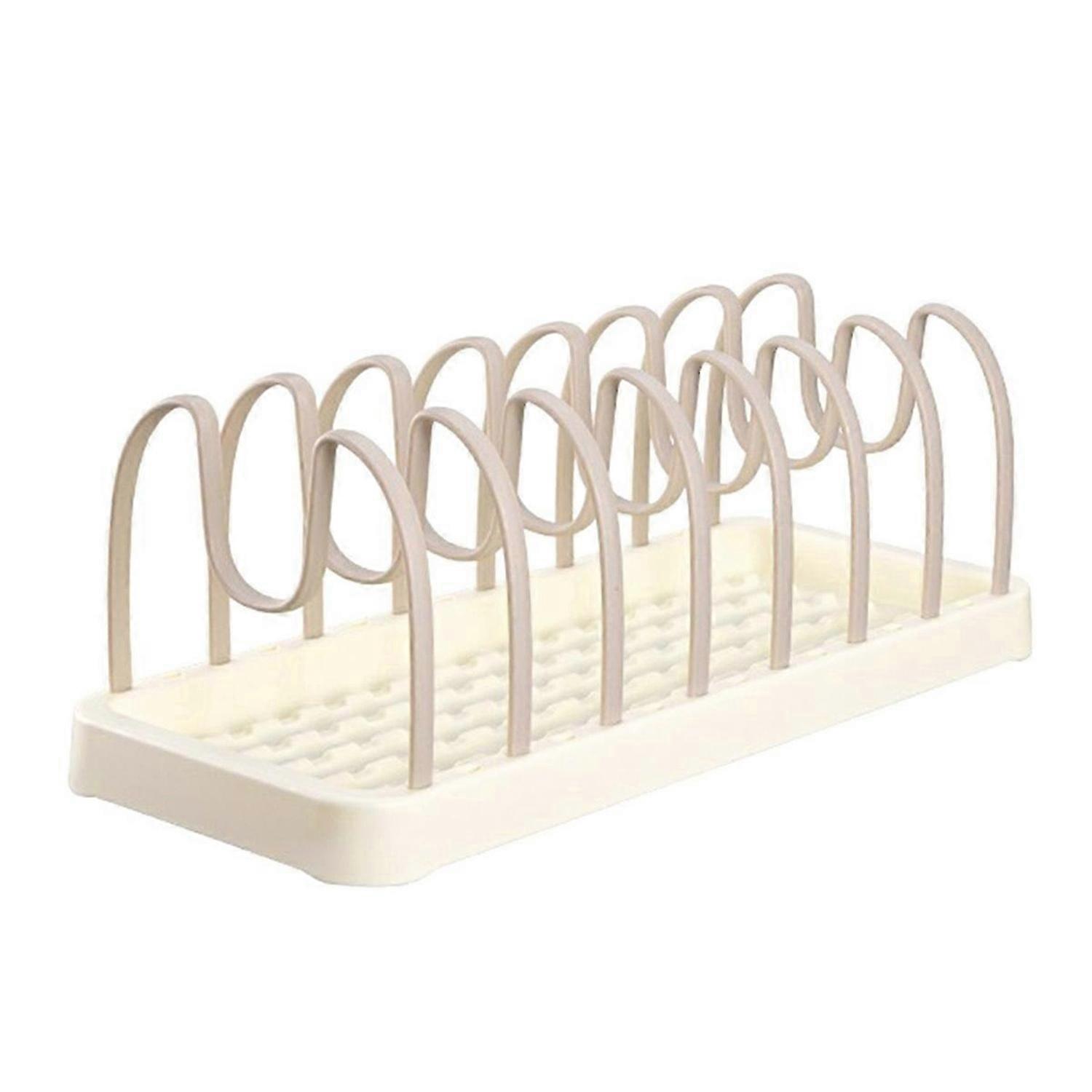 Pots and Pans Organizer for Cabinet, Pot Lid Holder for Kitchen Counter with Adjustable Plug-in Divi