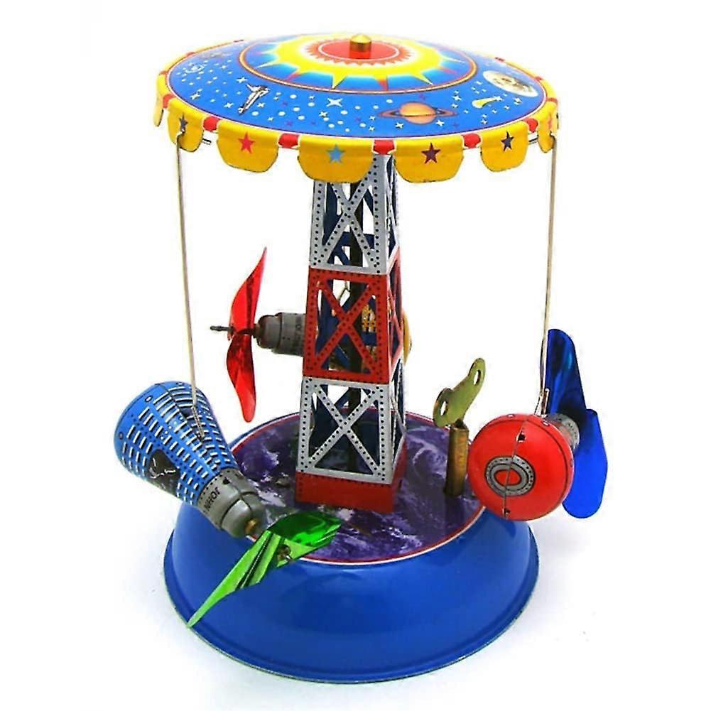 Wind Up Toy MS631 Tin Seal Cabin Carousel Creative Tin Toy Collector's Gift Nostalgic Theme Decoration