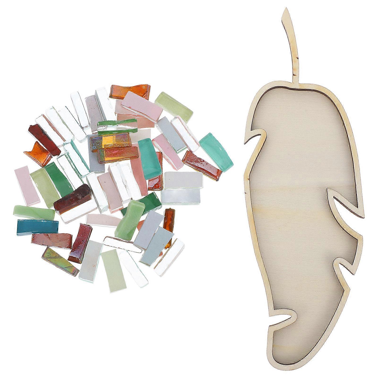 Leaf Shaped Diy Craft Kit Green Colourful Tiles Home Decoration Adults And Kids 1Set