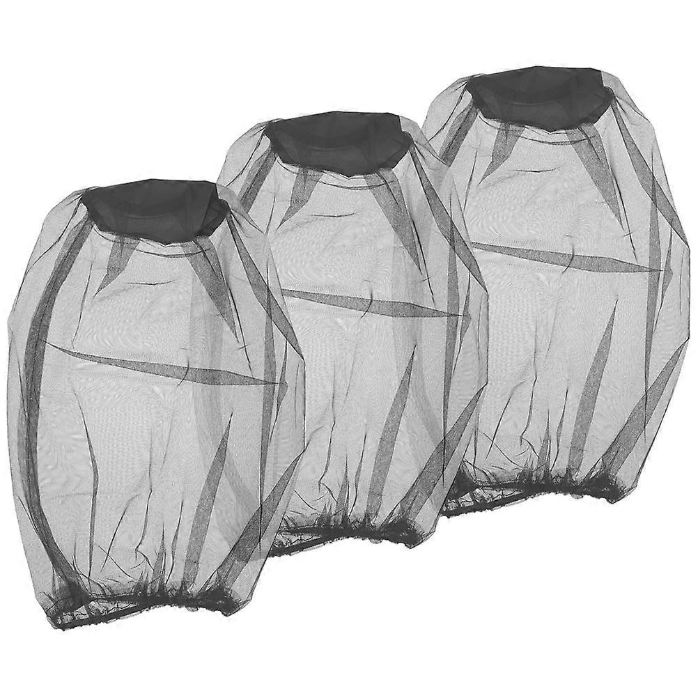 Polyester Mesh Net Hat Nets Protect from Outdoor Style Round Brim Black 3Pcs