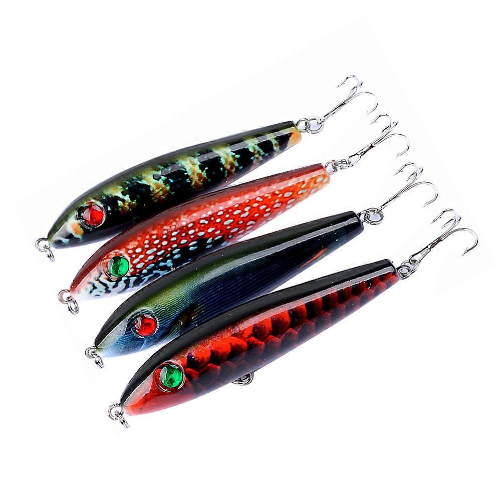 Fishing Baits Pencil Baits Artificial Baits Fishing Enthusiasts Water Activities Attract Fish Life-like Design Strong Treble Hook Assorted Color 4Pcs