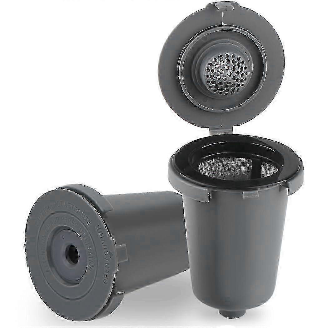 2 pcs Grey Reusable Filter Cups Suitable for Single-Serve Coffee Makers