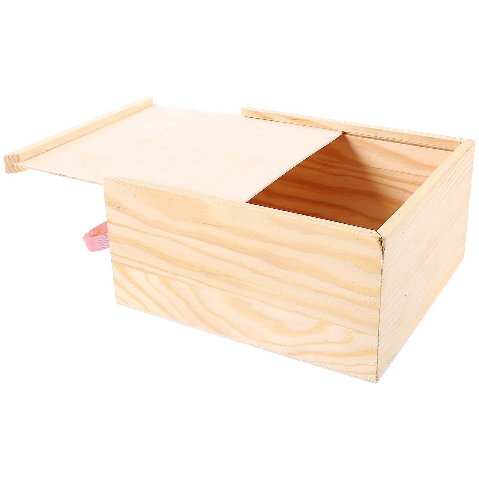 Keepsake Boxes For Women Unfinished Wood present Box with Sliding Lid for Souvenirs Beige 8.06X7.27X3.93IN 1Pack