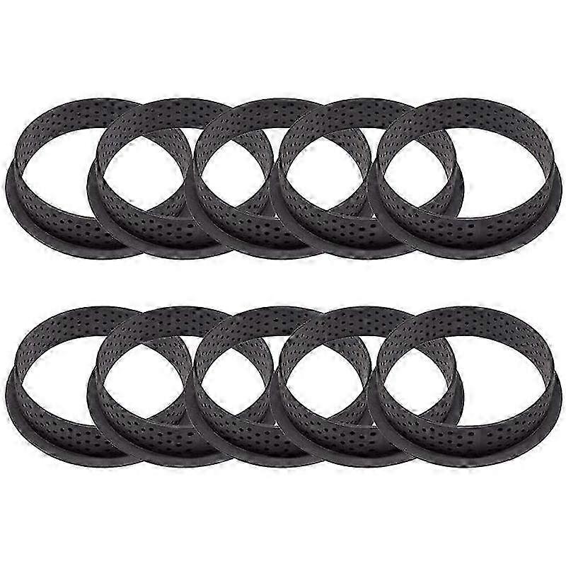 10Pcs Round Cake Mold Mousse Tart Ring Dessert Decorating Tool Perforated Baking Cutter