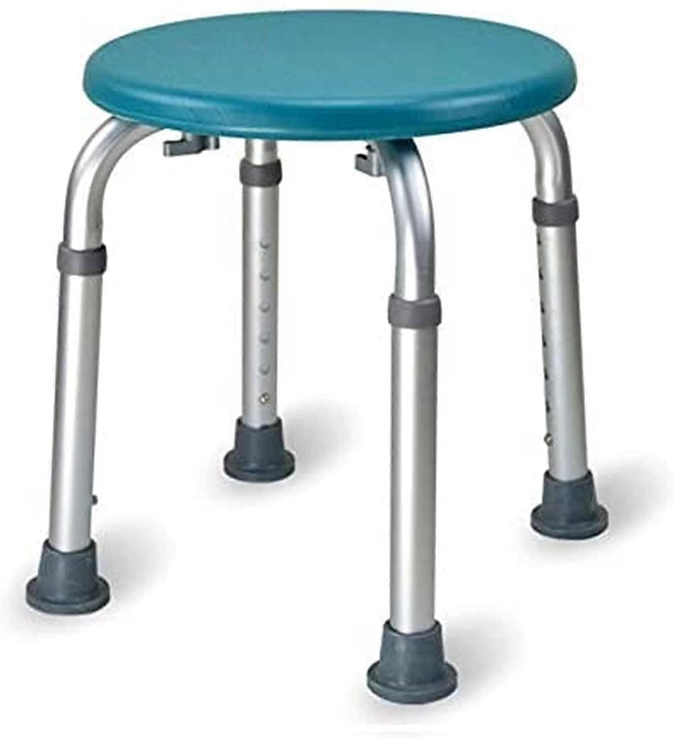 Shower Seats Shower Stool Non-Slip Bath Stool With 6-Step Height Adjustment Round Plastic Bench Bathroom Stool