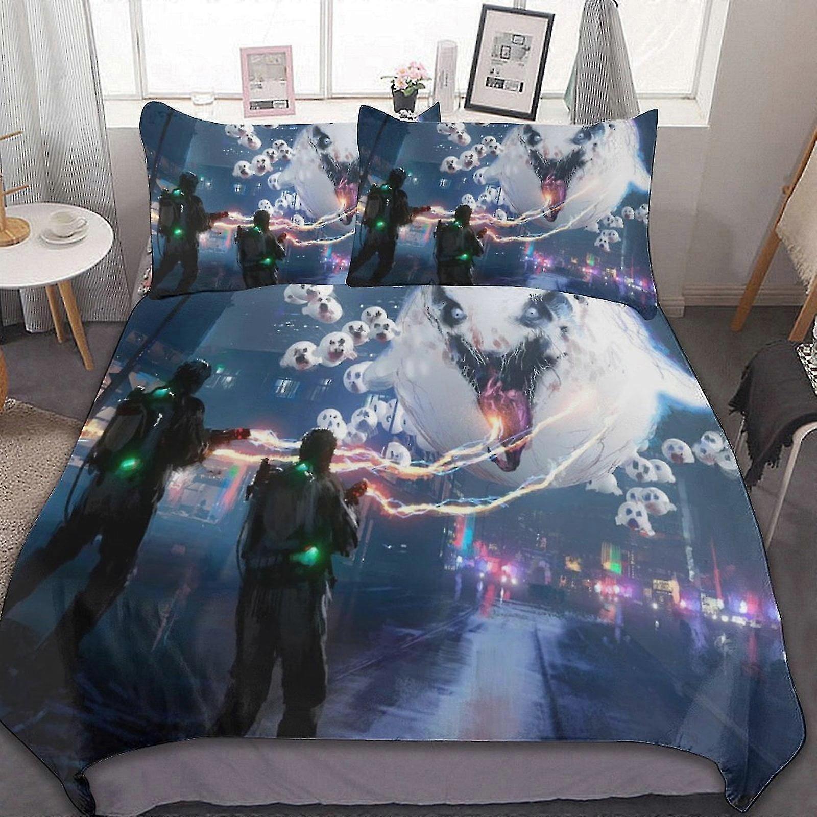 Ghostbusters inspirados em desenhos animados 3 peças conjuntos de cama Conjuntos de edredom macios e confortáveis para presentes de quarto com 1 capa de edredom 2 fronhas