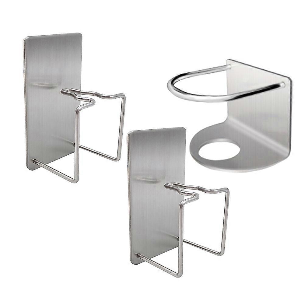 Kitchen Storage Rack Punch Free Toothbrush Brackets Wall Mounted Space Saving 3Pcs Silver