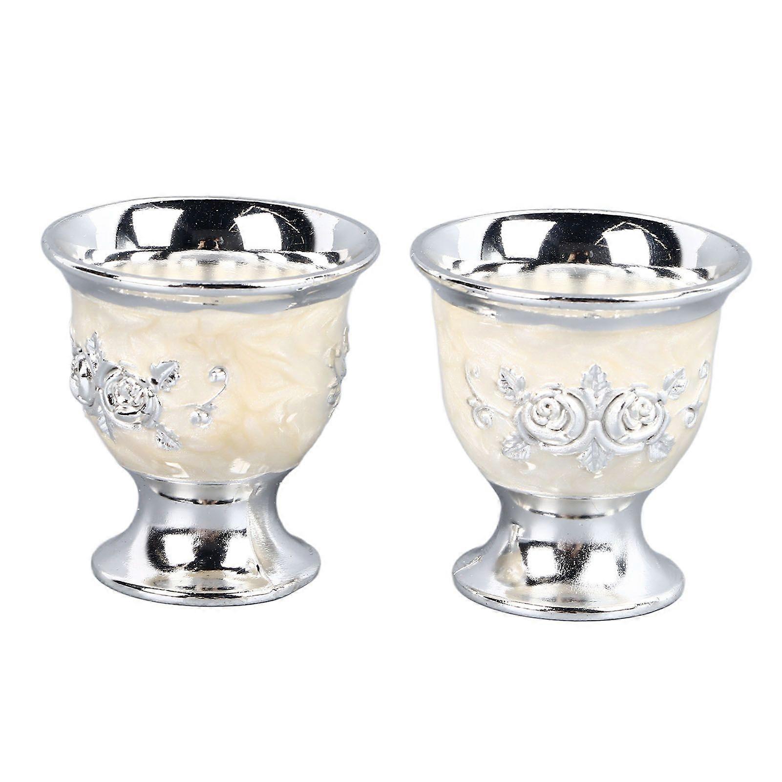 2025 Latest Model 2pcs Vintage Wine Cup Silver Retro Metal Goblet Exquisite