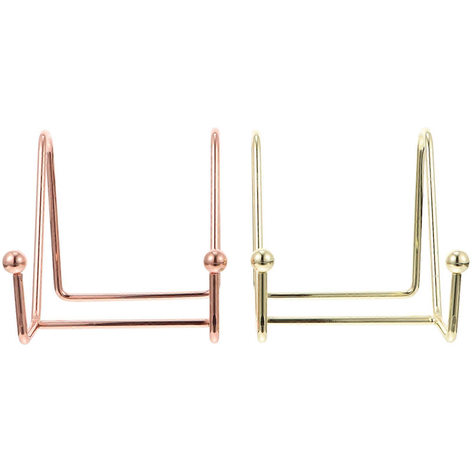 Iron Art Photo Frame Holders Metal Display Stands for Magazines, Cookbooks & Menus Small Sturdy Desk Decor in Gold & Rose Gold