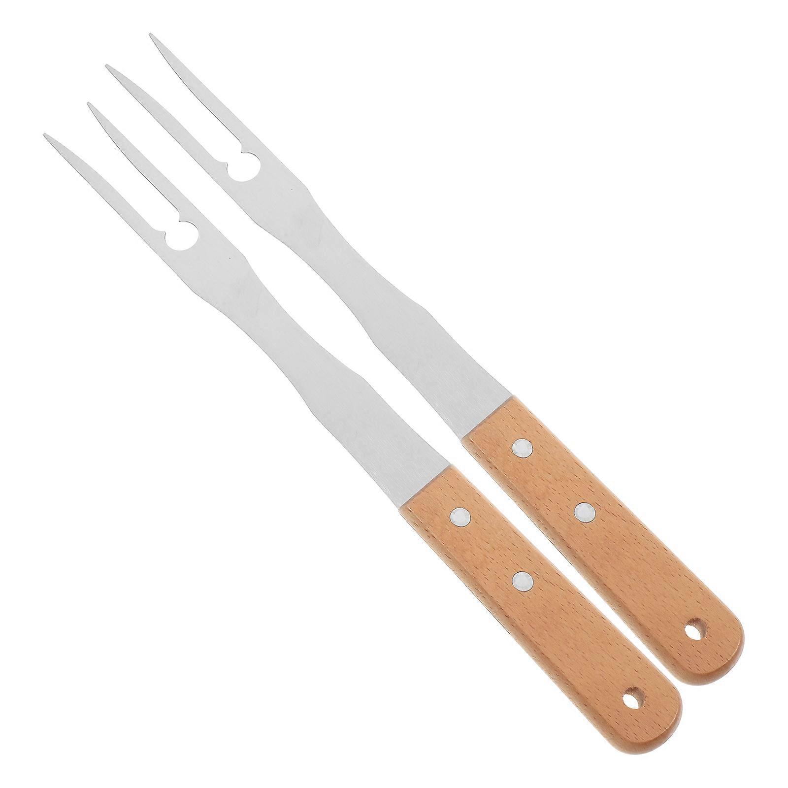 Brochettes de Noël en métal pour fourchette Smores avec poignée en bois pour barbecue 2Pcs