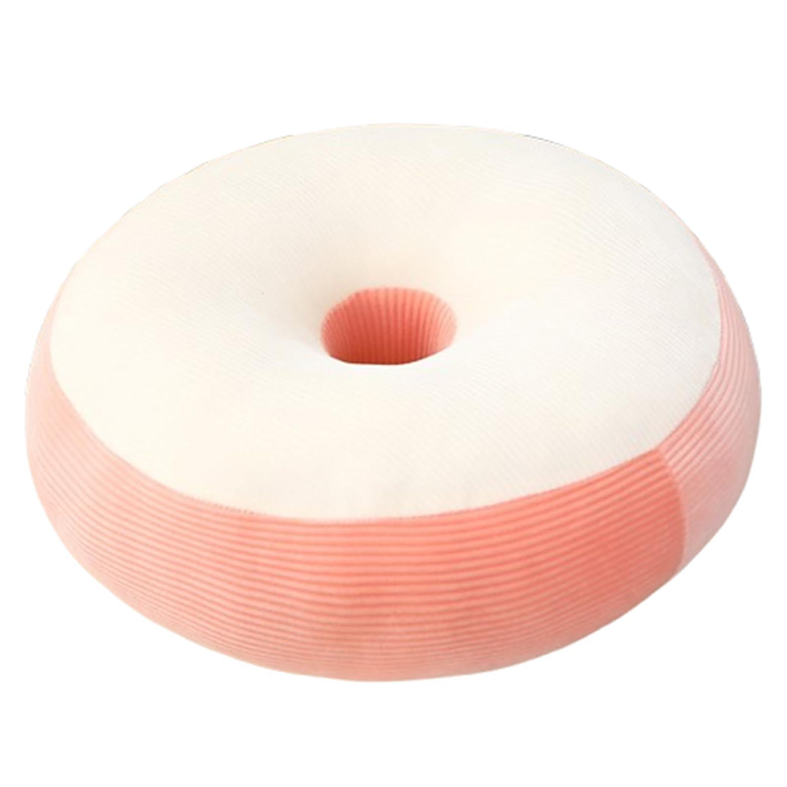 Doughnut Cushion Cover, Plush Doughnut Cushion, Extra Thick Chocolate Doughnut (White, 40 cm)