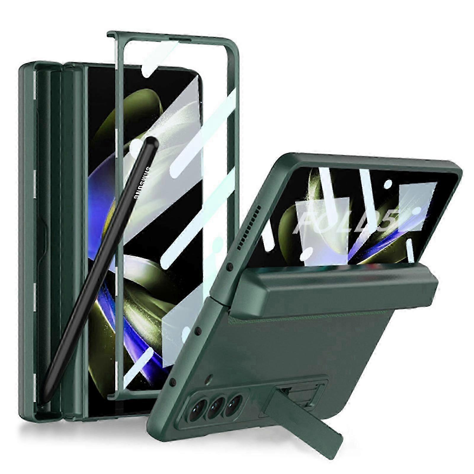 Ekran Koruyuculu Z Fold 5 Kılıf, Menteşe Korumalı Z Fold 5 Kılıf S Kalem Yuvası Ayarlanabilir Kickstand