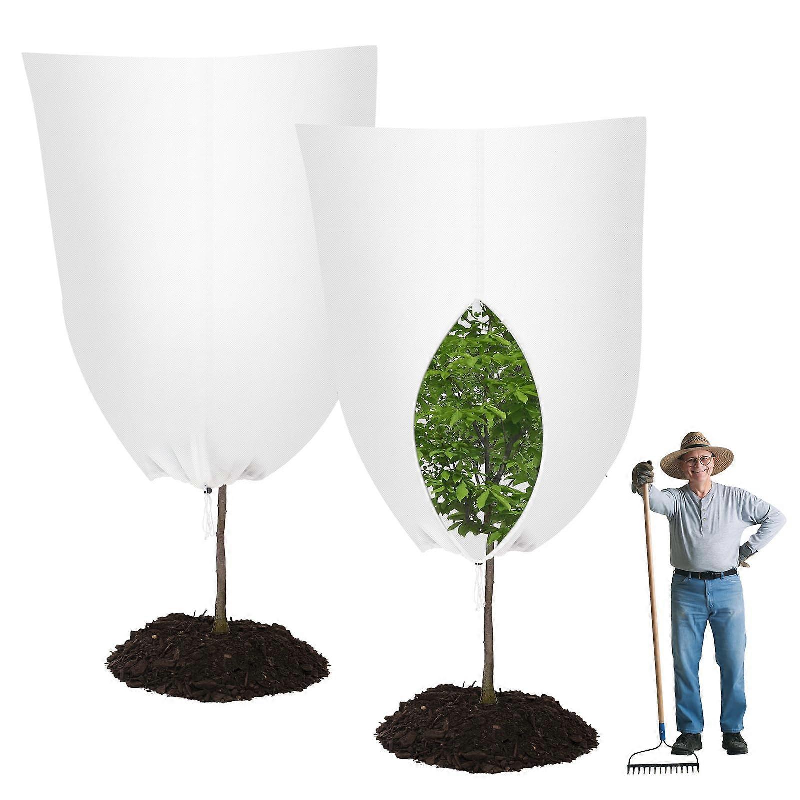 Pack of 2 Plant Protection Covers 120x80 CM Breathable Tear-Resistant Winter Frost Protection for Pot and Palm Trees with Drawstring and Zip