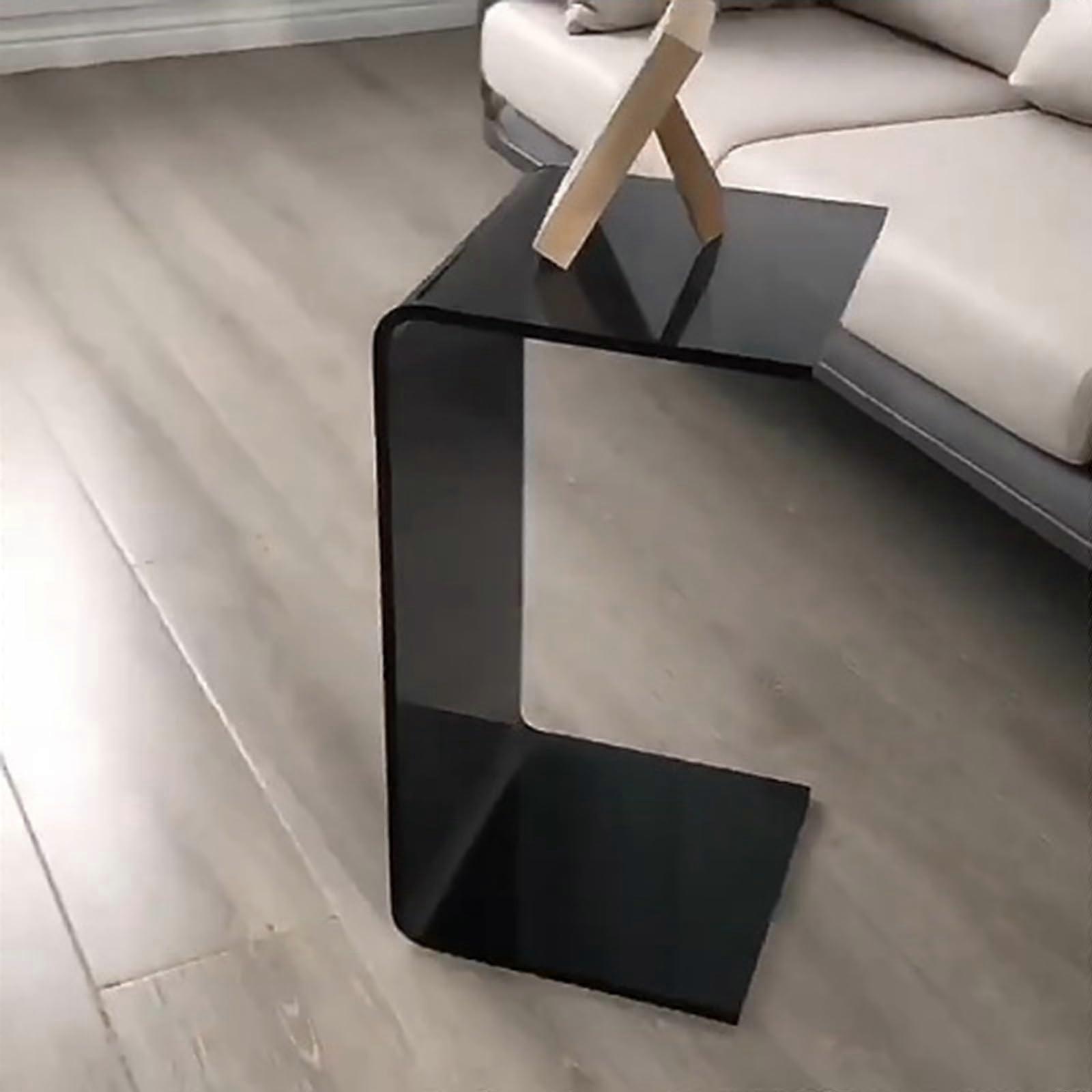 C-Shaped Acrylic Side Table for Small Living Rooms – Transparent Coffee Tables for Bedroom, Balcony, and Office