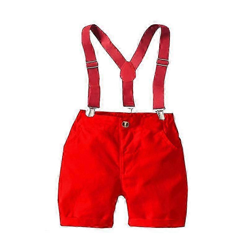 Shorts For 3-24 Months Boy Newborn Fashion Red + Shorts With Suspender 2 Pcs Suit For For Casual Outfit