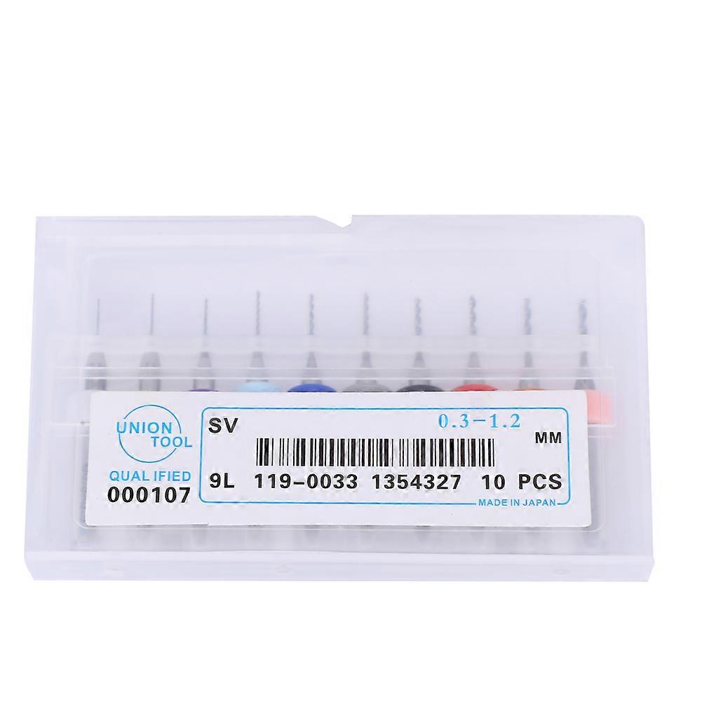 10Pcs/Set 0.3-1.2mm Carbide Micro Drill Bits Set PCB CNC Rotary Drilling Tool