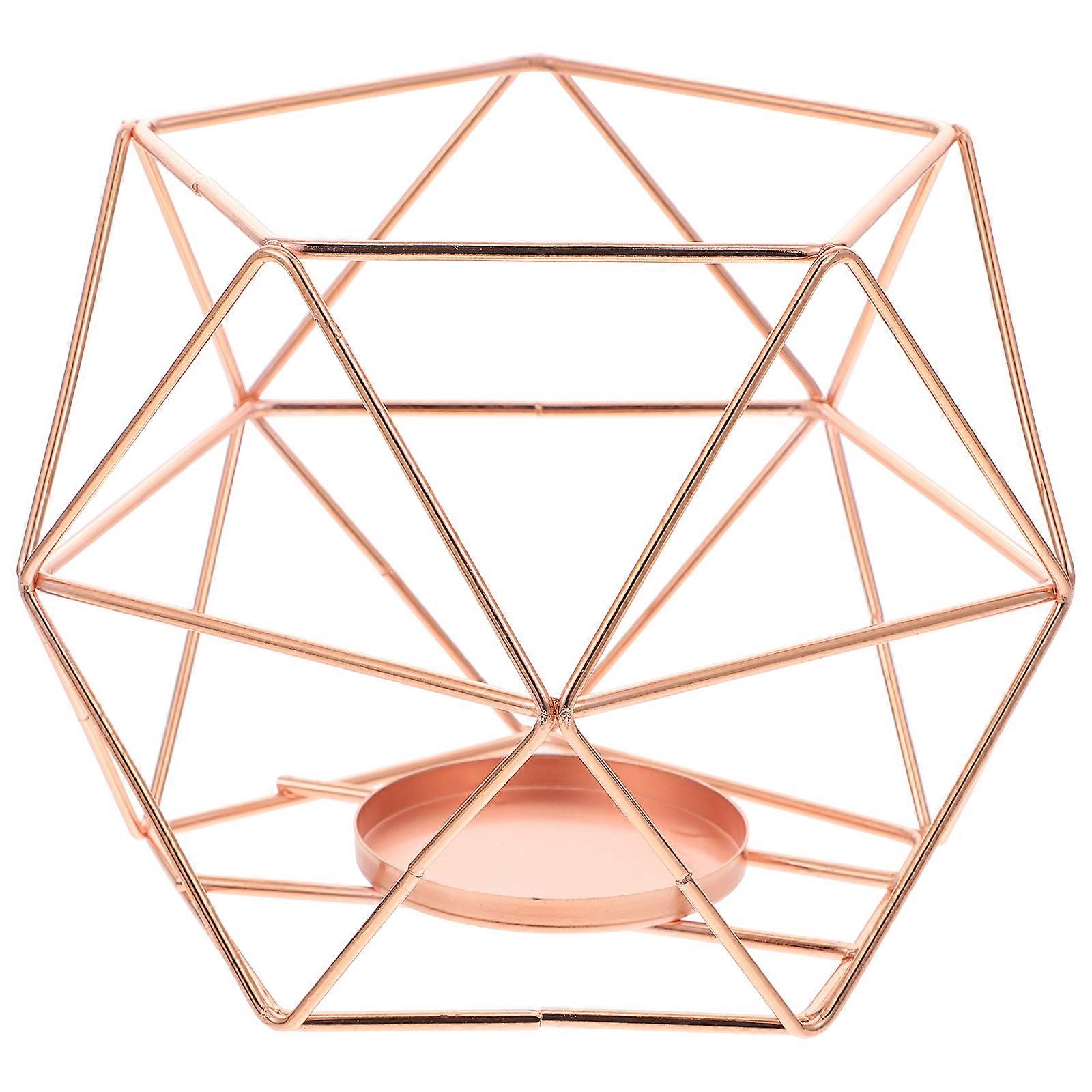 Iron Candlesticks Holders Restaurant Decor Space-saving Polygonal Shape 1Set