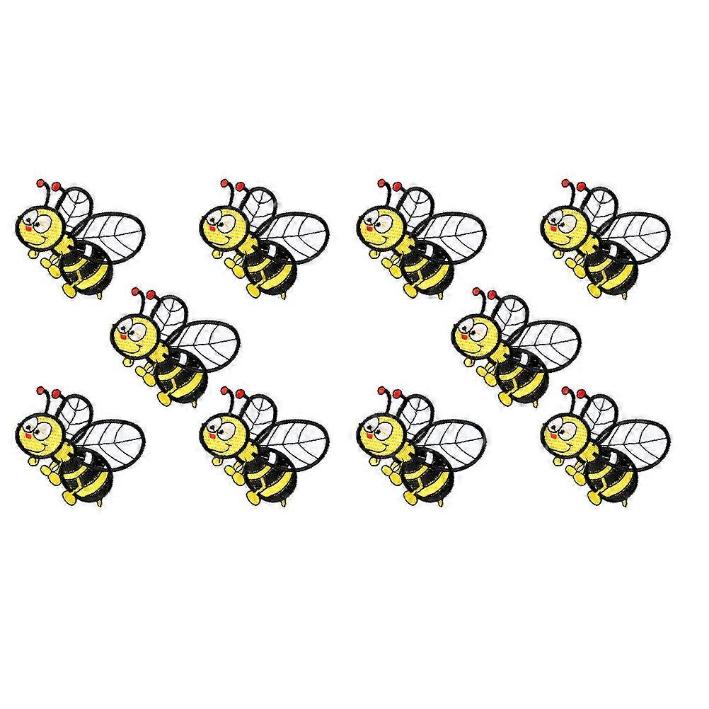 Ironing And Sewing Patches Cartoon Bee For Daily Use Polyester Thread 6.50X6.00X0.10CM 10Pcs