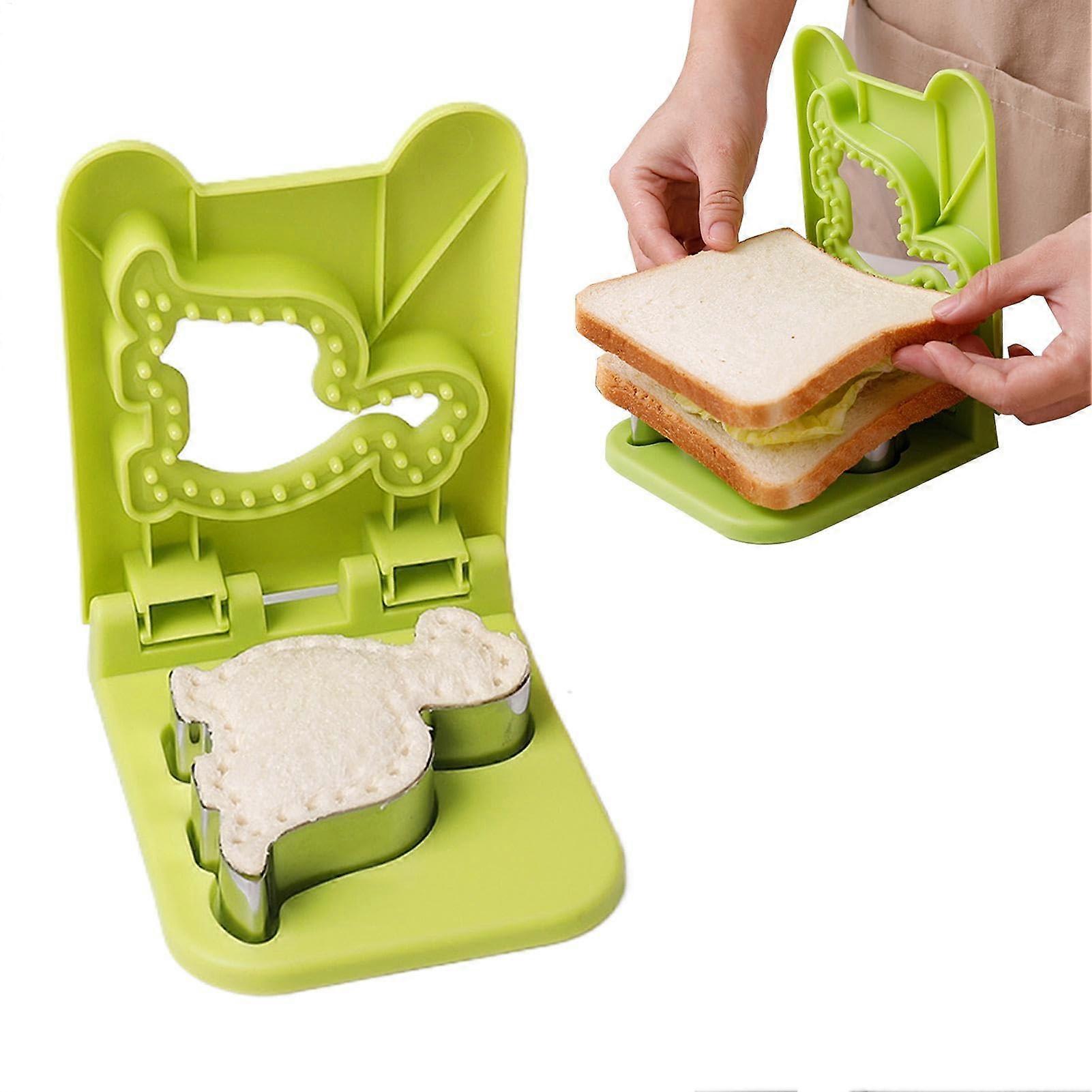 Sandwich Maker Moulds for Children - Green Sandwich Cutter for Bread, Biscuits, Pancakes, and Dough