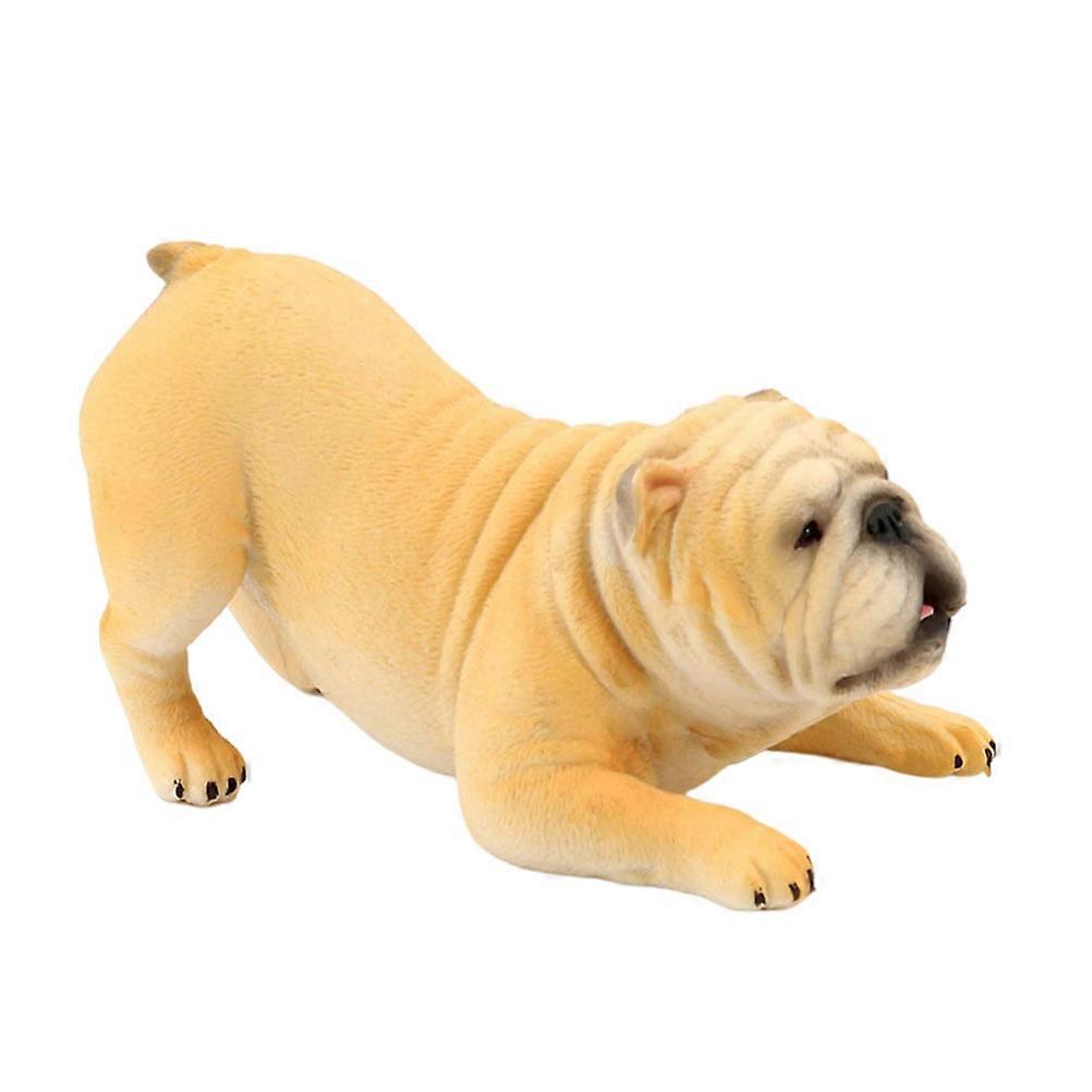Dog Memorial Figurines Plastic Model Ornament Realistic Bulldog 1Set