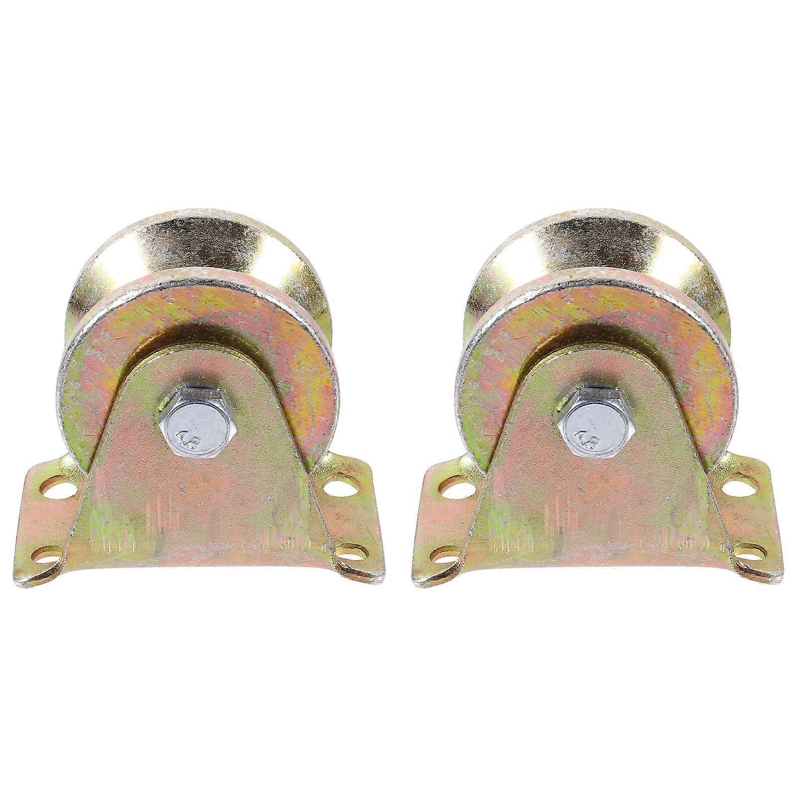 VShaped Track Wheels for Home Golden Steel Sliding Gate Wheel with Strong Load Bearing Capacity 2pcs