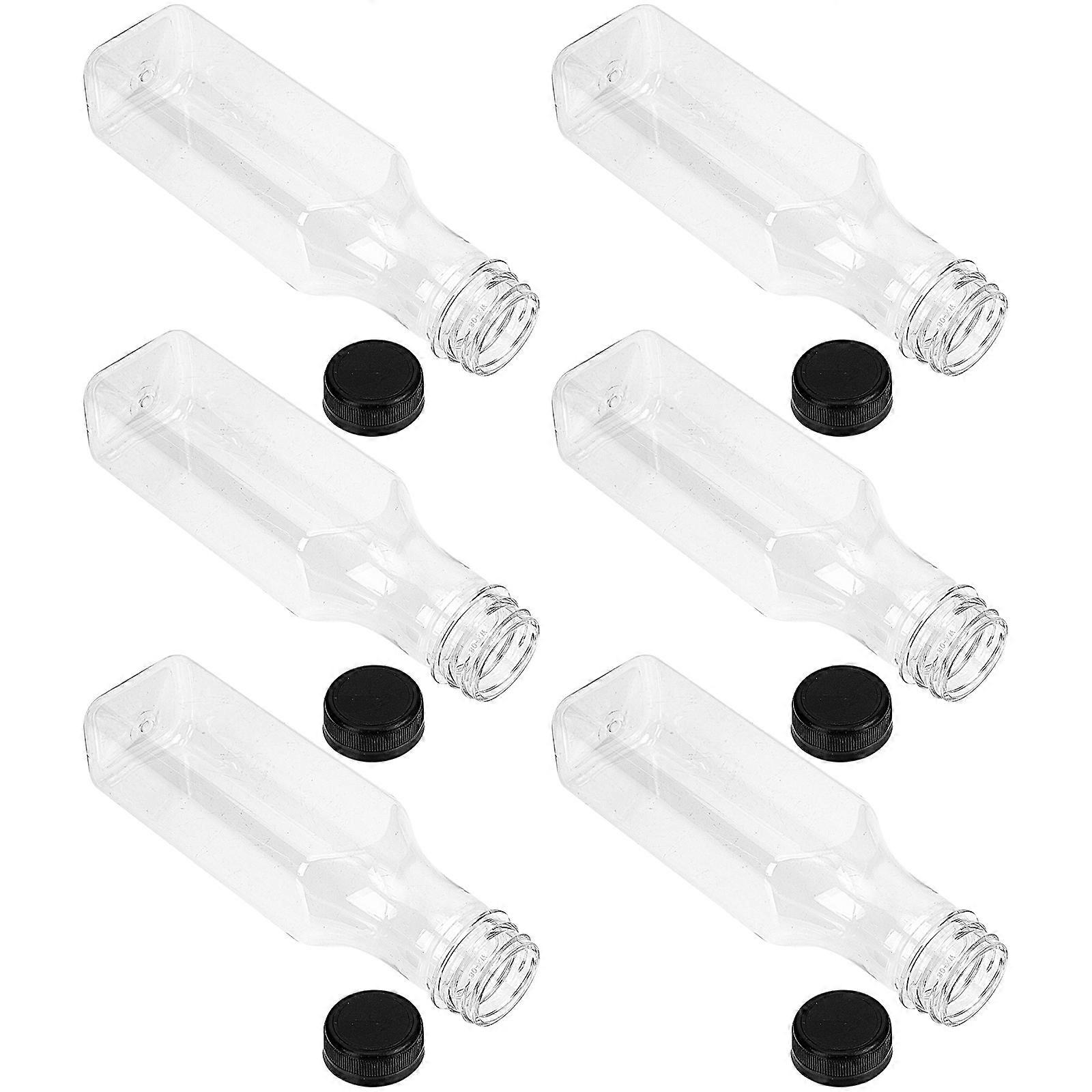 Plastic Milk Tea Bottles Leak Proof Beverage Storage Clear Transparent Material 6Pcs