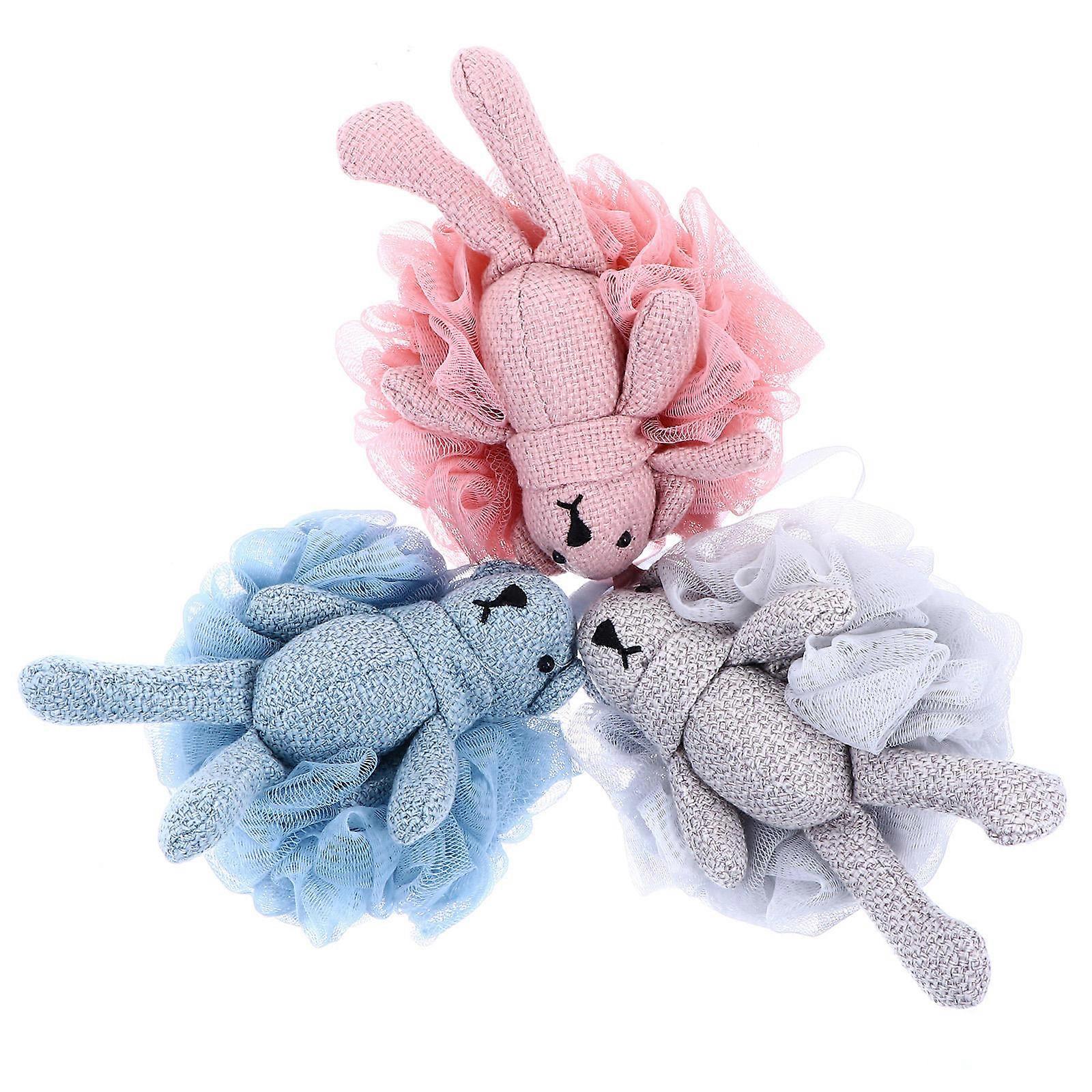 Body Scrubber Exfoliating Texture Deep Practical Design Pink Bath Ball For Girlfriends 15x13cm 3Pack