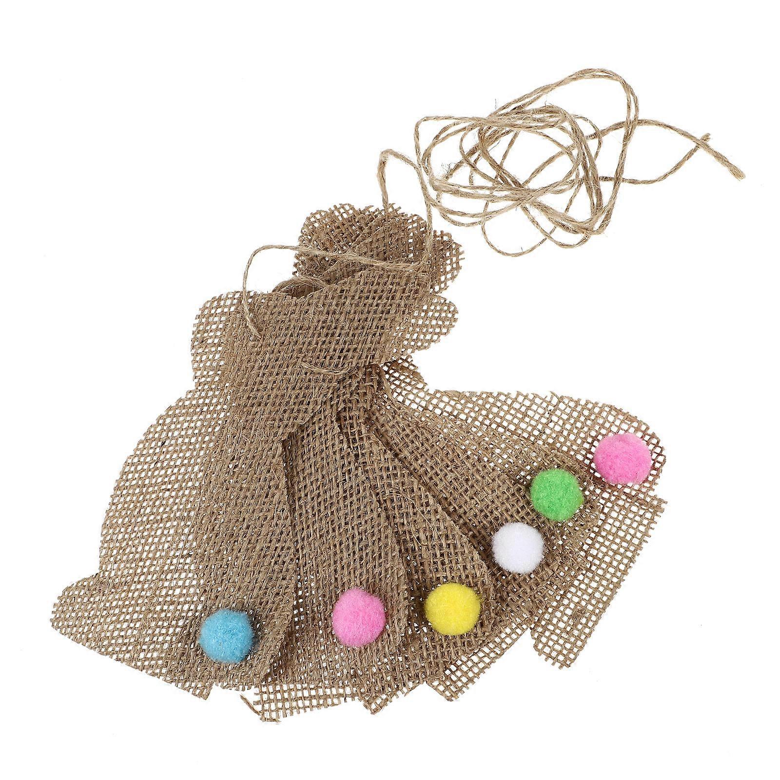 Happy Easter Banner with Burlap Material and Bunny Cutouts for Easter Decorations 2 Meters