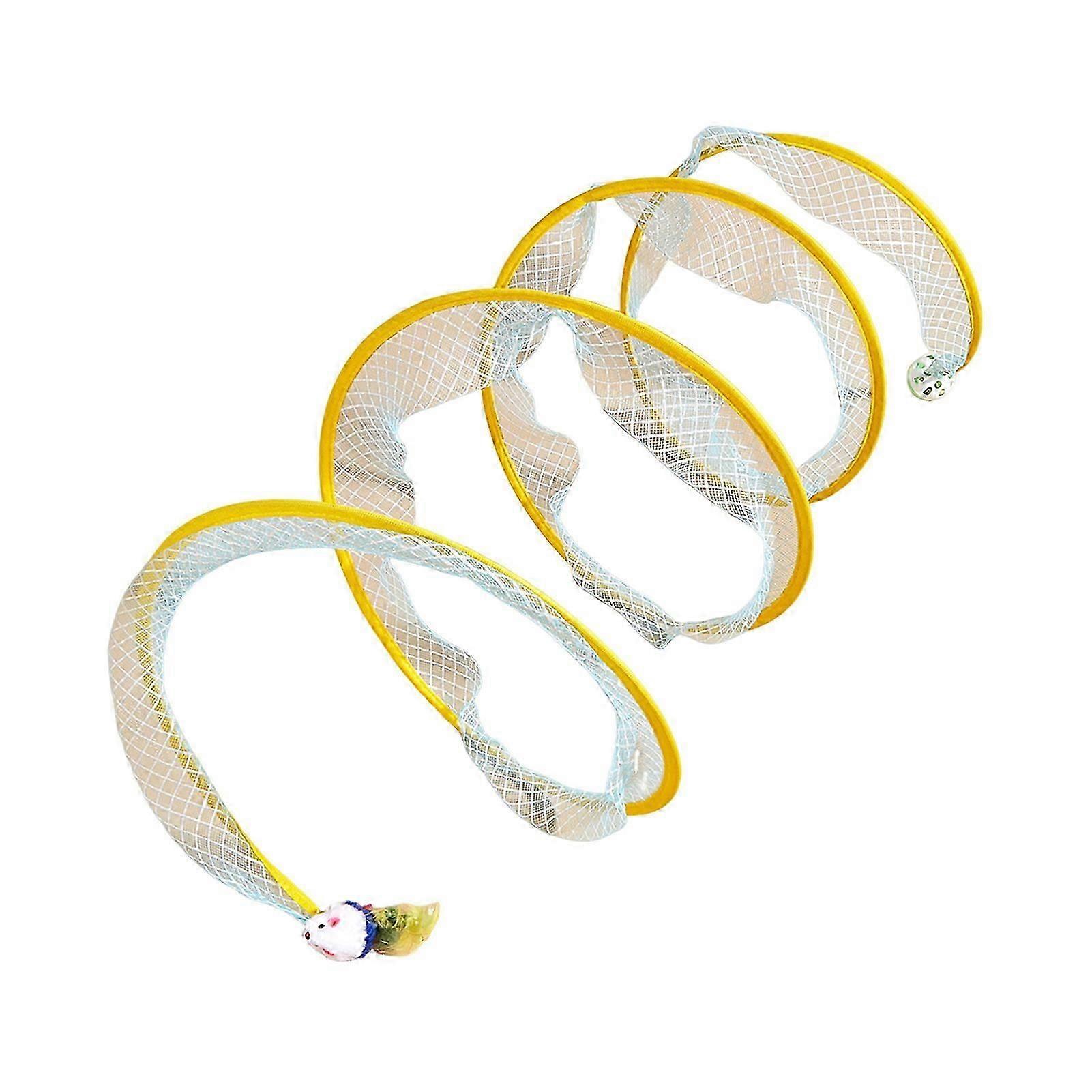 Self-play Cat Hunting Spiral Tunnel Toy S-shaped Foldable Cat Tunnel with Tassels Bells And Furry Balls Indoor Toys for Exploration And Activity