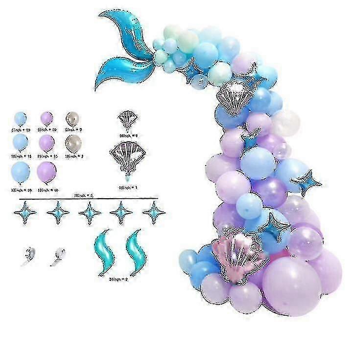 87 Parçalı Deniz Kızı Balon Seti - Büyülü Bir Su Altı Kutlaması için Eksiksiz Parti Malzemeleri