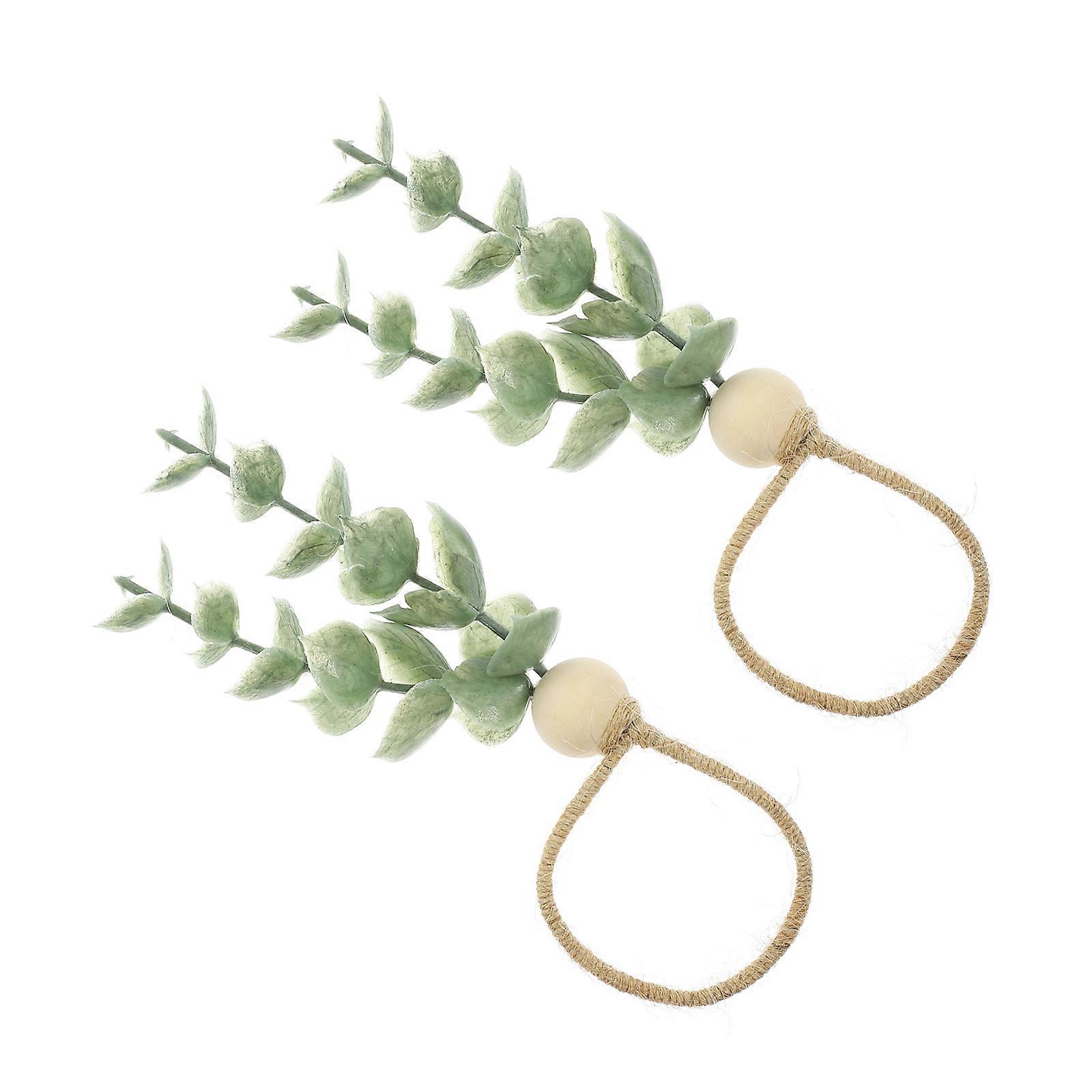 Green Napkin Rings with Simulated Plant Design for Dining Table Use 2 Pieces