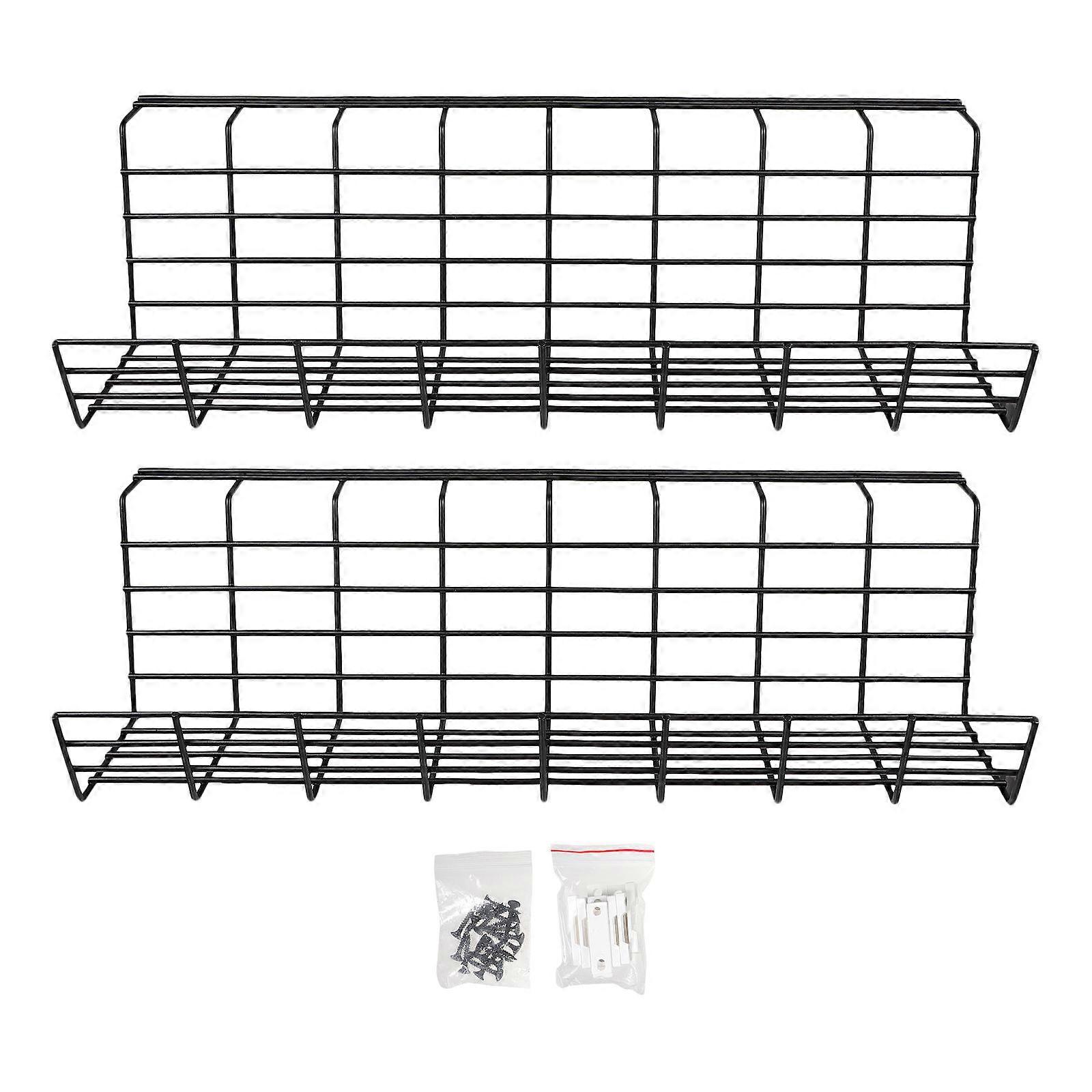 Cable Management Shelf Under-Desk Cable Storage Rectangular Office Use Iron 16.9×5.9×4.7in 2Pcs