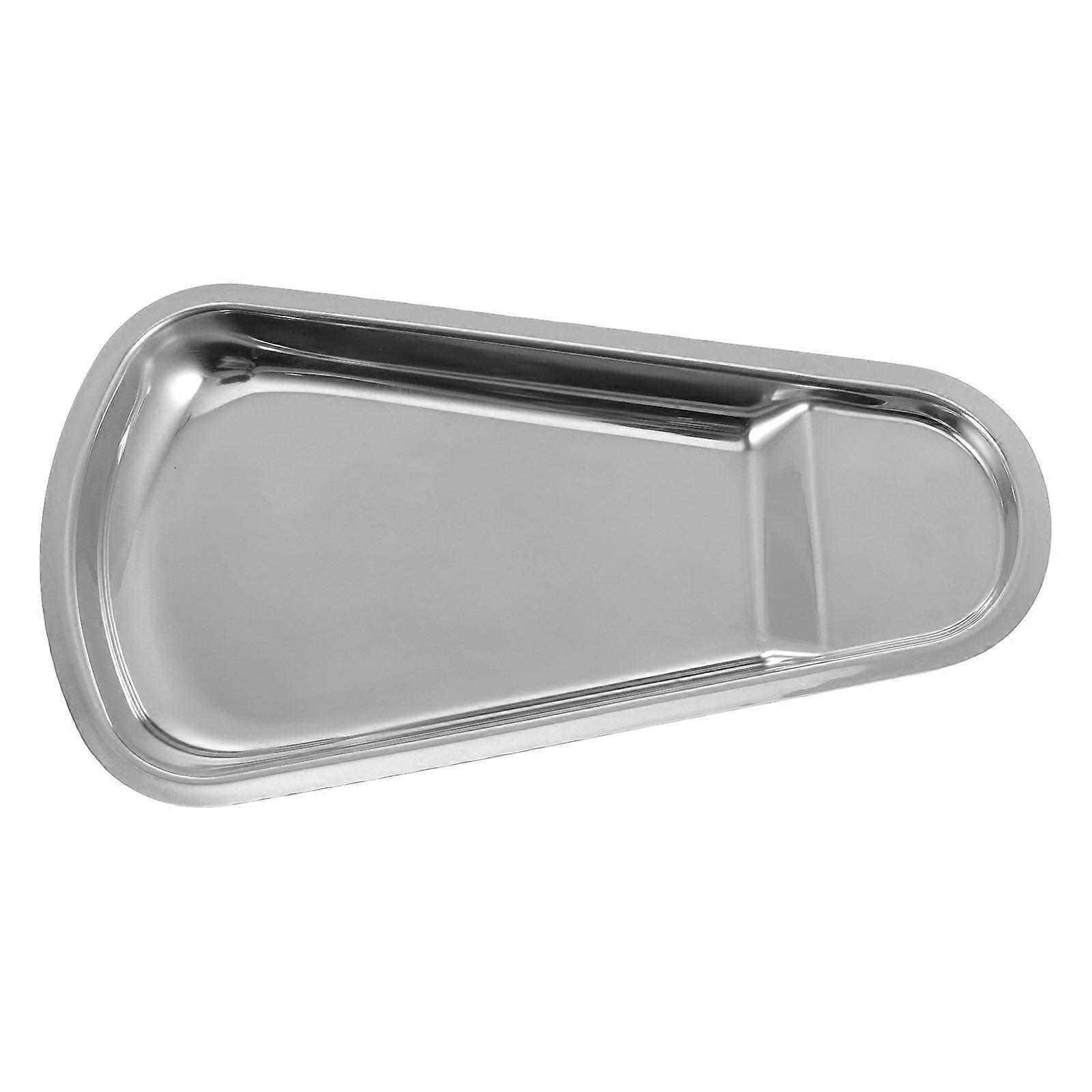 Stainless Steel Serving Tray with Rounded Corners, Spoon Rest, Kitchen Tableware for Buffet and Everyday Use, Sleek Design for Easy Storage