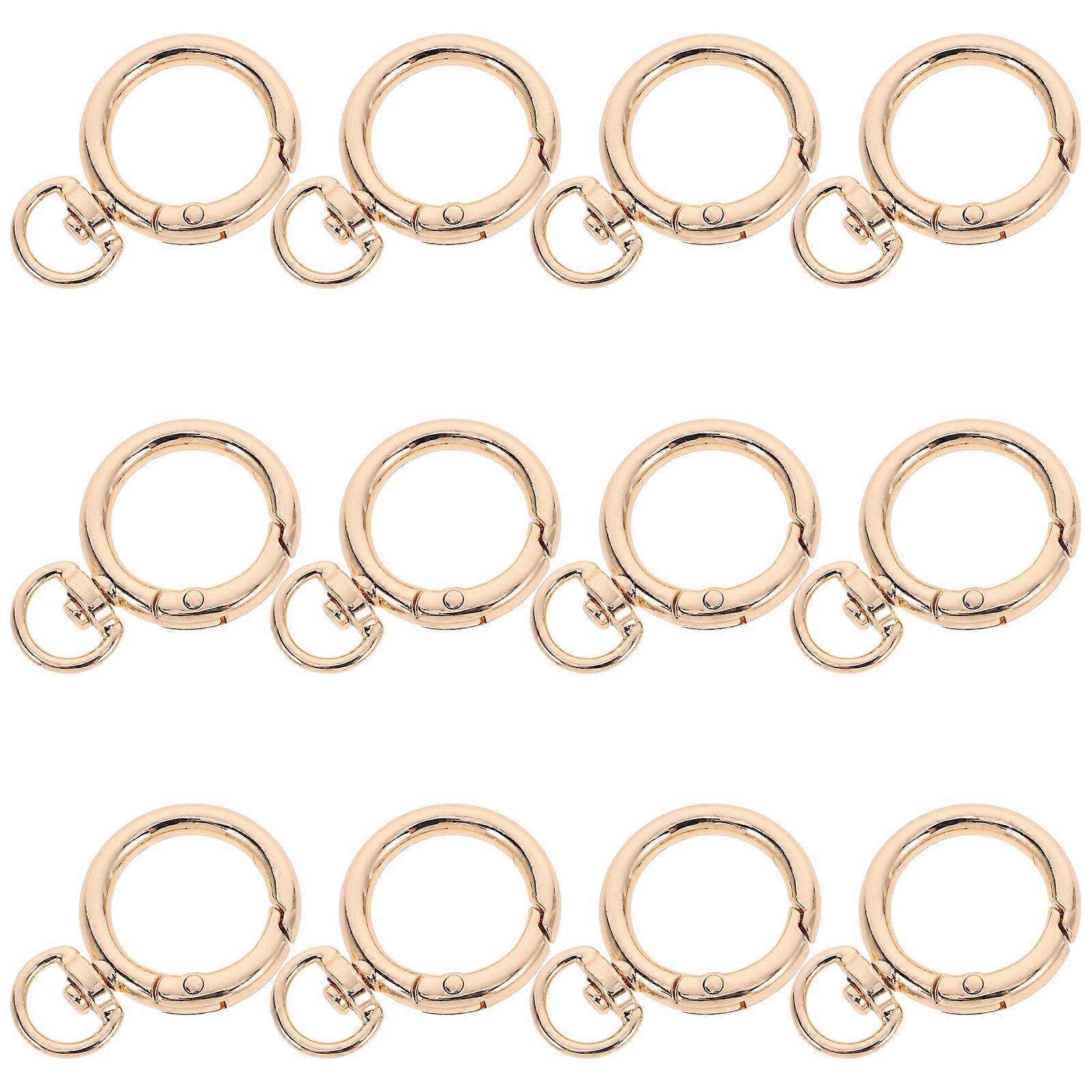 12pcs Golden -Ring Clips with Swivel Buckles for Keychain 25mm