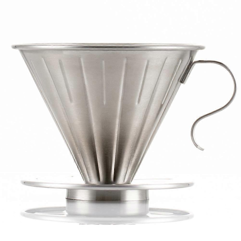 Stainless Steel Coffee Dripper Cone Drip Filter Cup Permanent Maker with Stand for 1 4 Cups Silver