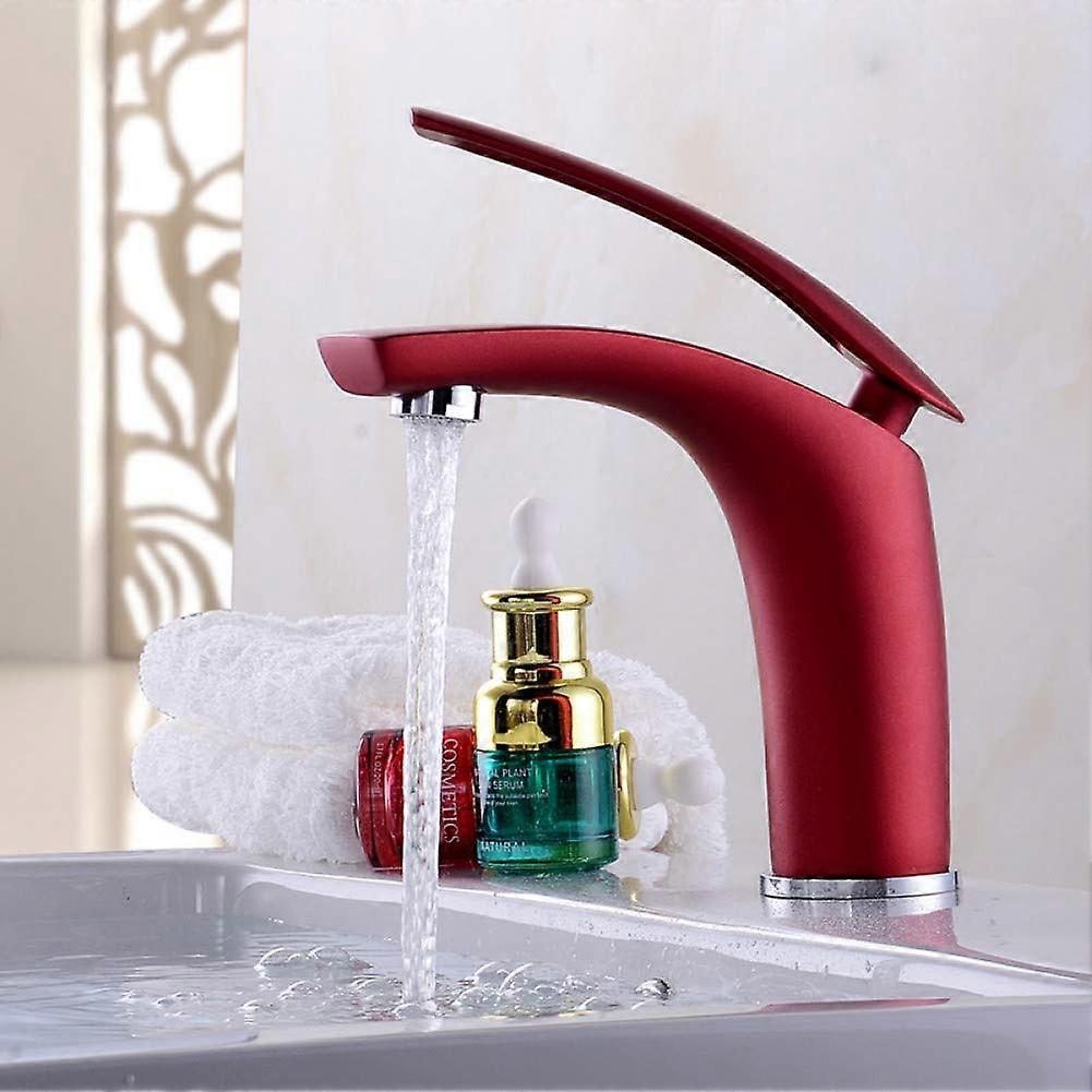 Bathroom Sink Faucets Painted Basin Taps Hot and Cold Mixer Tap Brass Red Faucet Crane