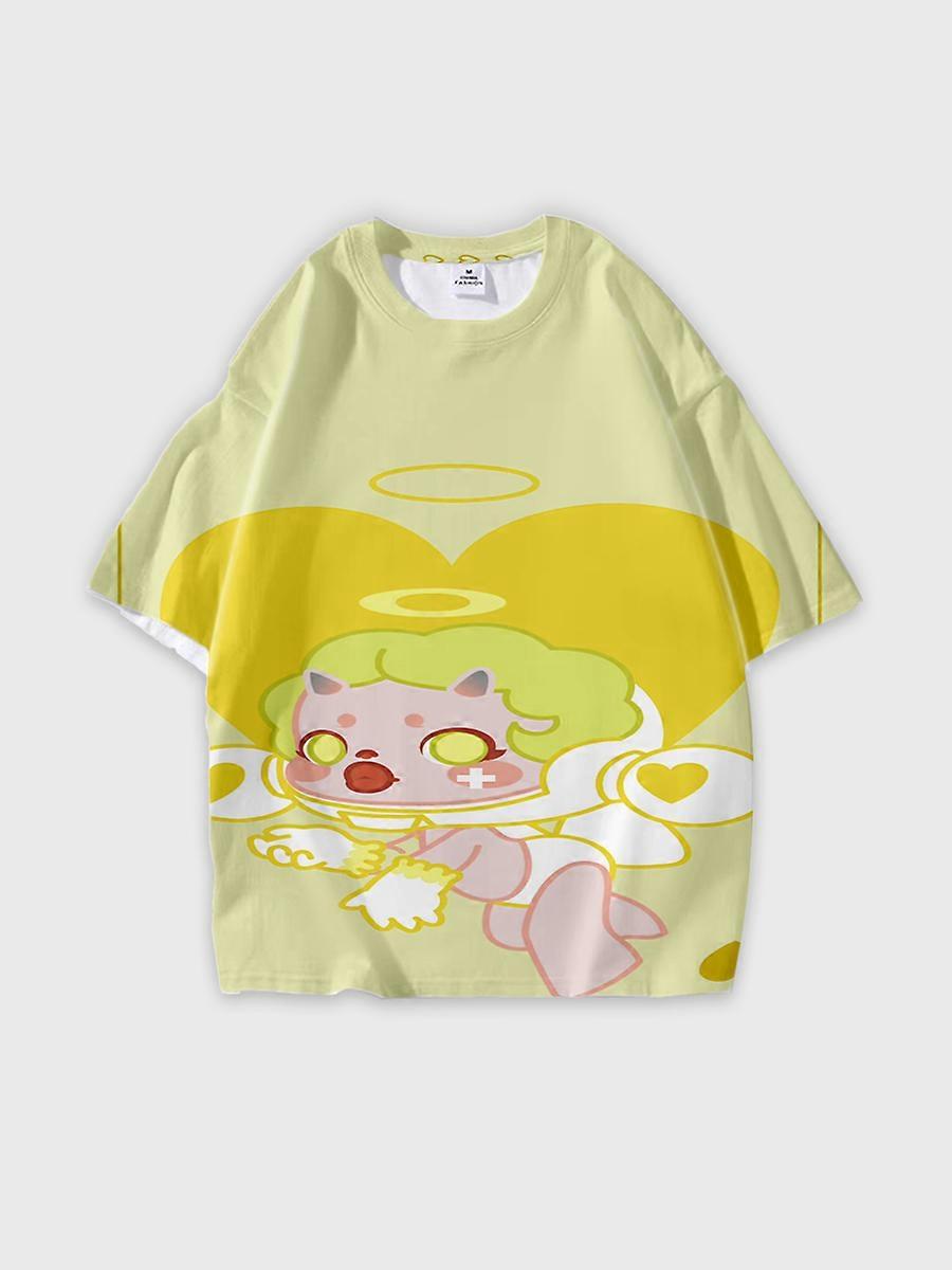 T-shirt round neck Pattern loose short sleeve B2045