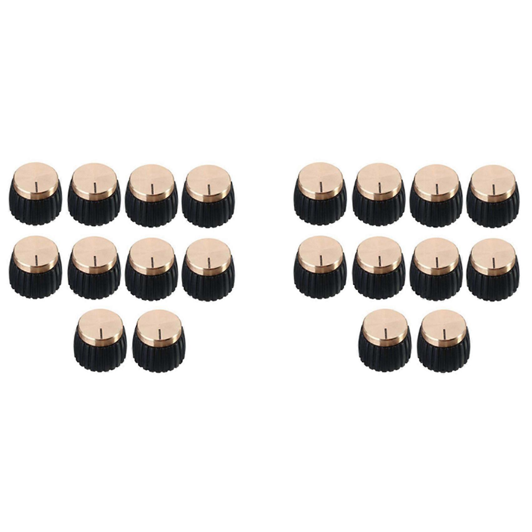 20Pcs Guitar AMP Amplifier Knobs Push-on Black+Gold Cap for Amplifier