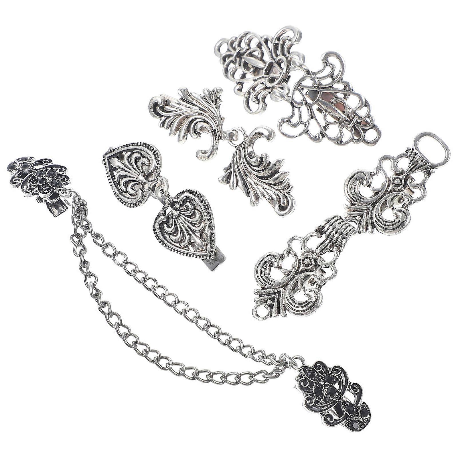 5 قطع خمر كارديجان طوق مقاطع الأزهار سترة شال بروش دبابيس دائم أنيقة عباءة المشابك للنساء اللباس اكسسوارات