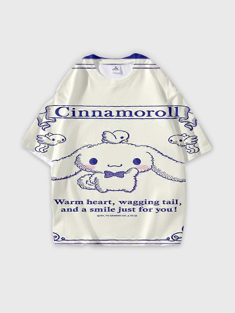 T-shirt round neck Cartoon Pattern loose short sleeve E2501