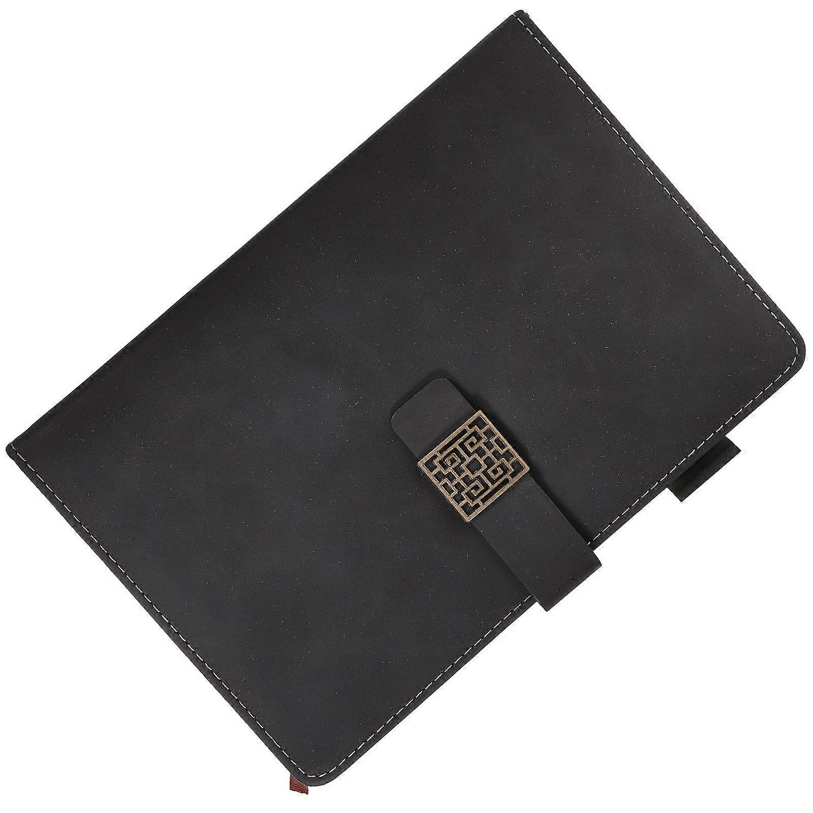 Student Schedule Planner Black PU Notebook for Home Use A5 Size Durable Writing and NoteTaking Gift