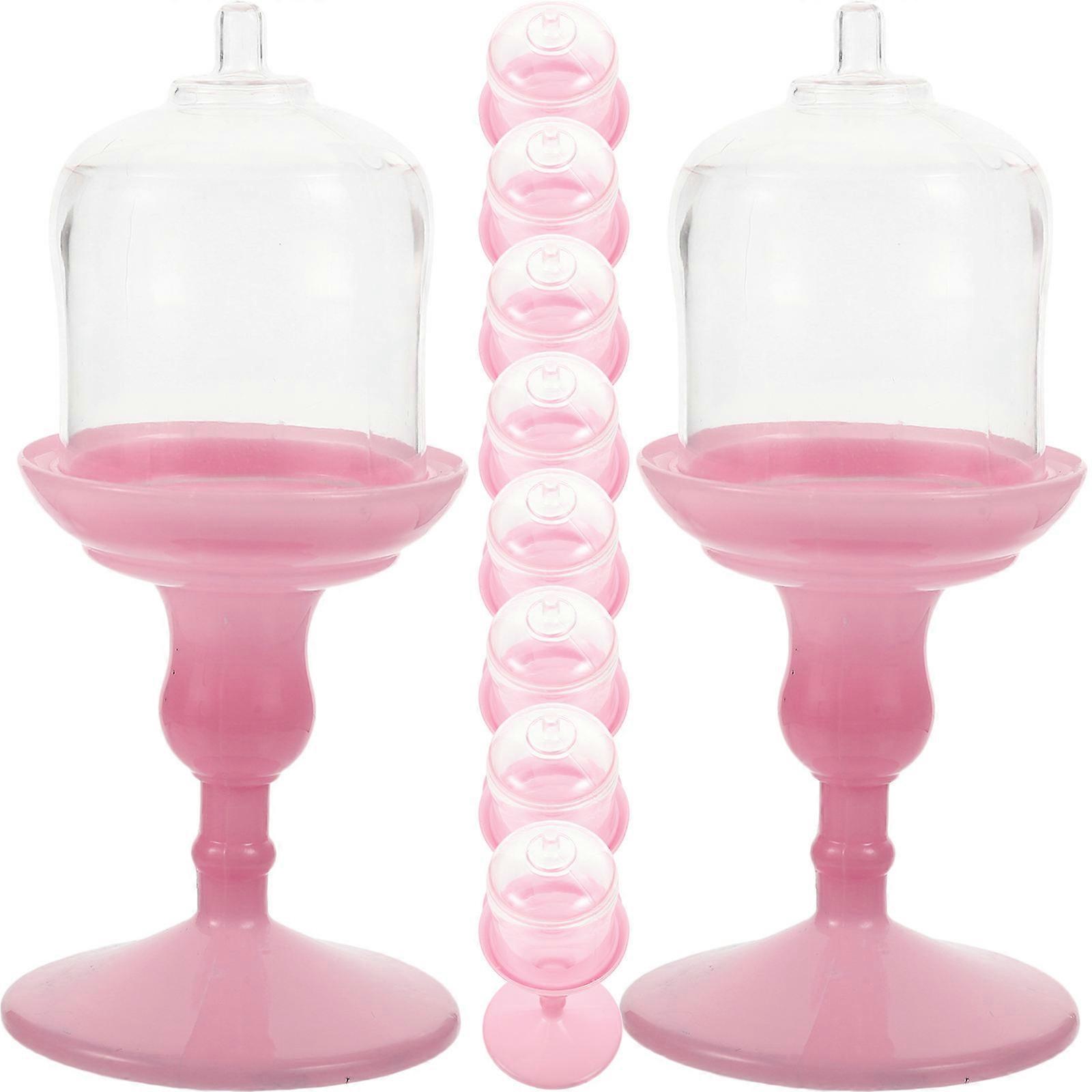 Pink Plastic Candy Stand with Dome for Storage Small Size Easy to Carry and Reuse