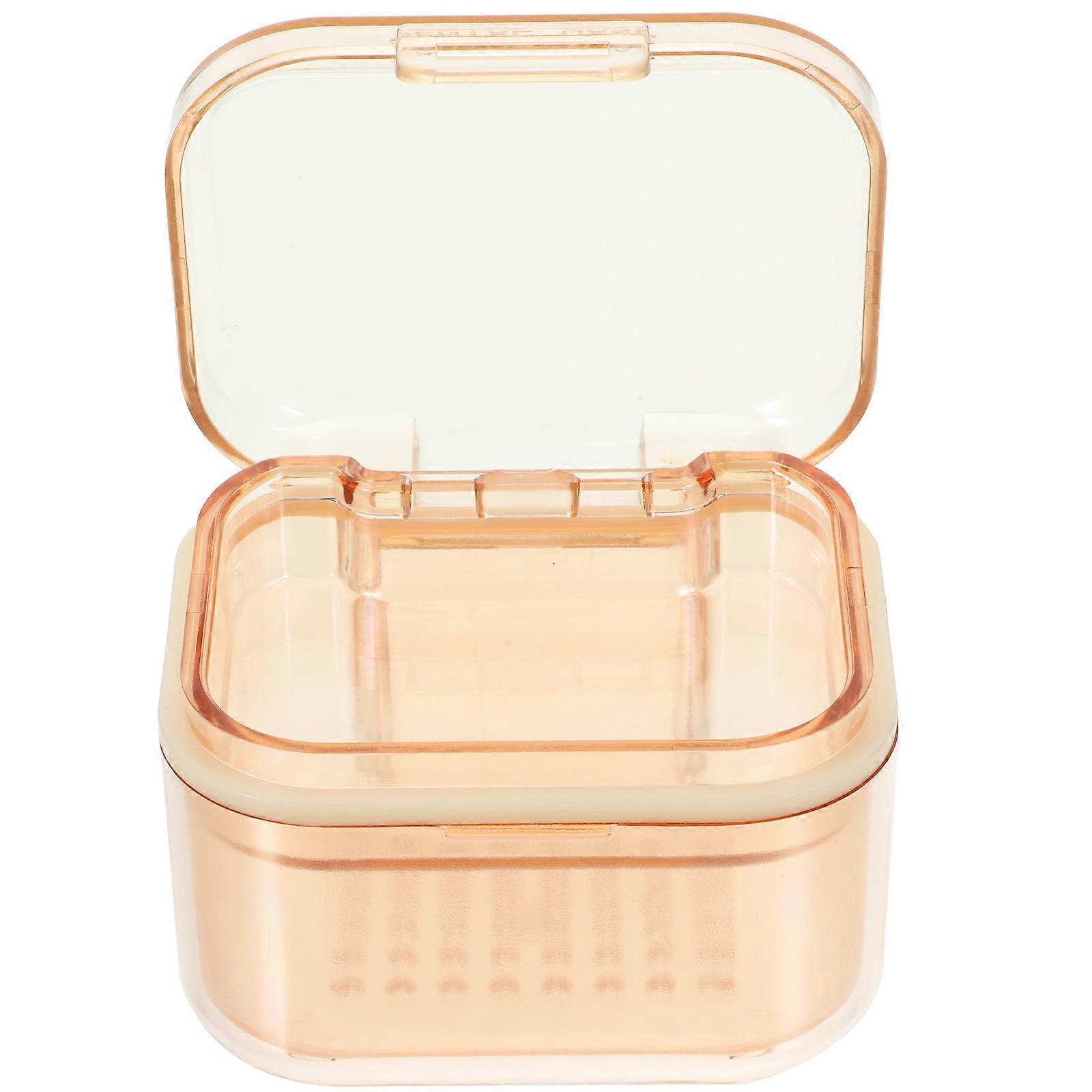 Portable Plastic Denture Box for Holding False Teeth with Cover Design Transparent Lightweight and